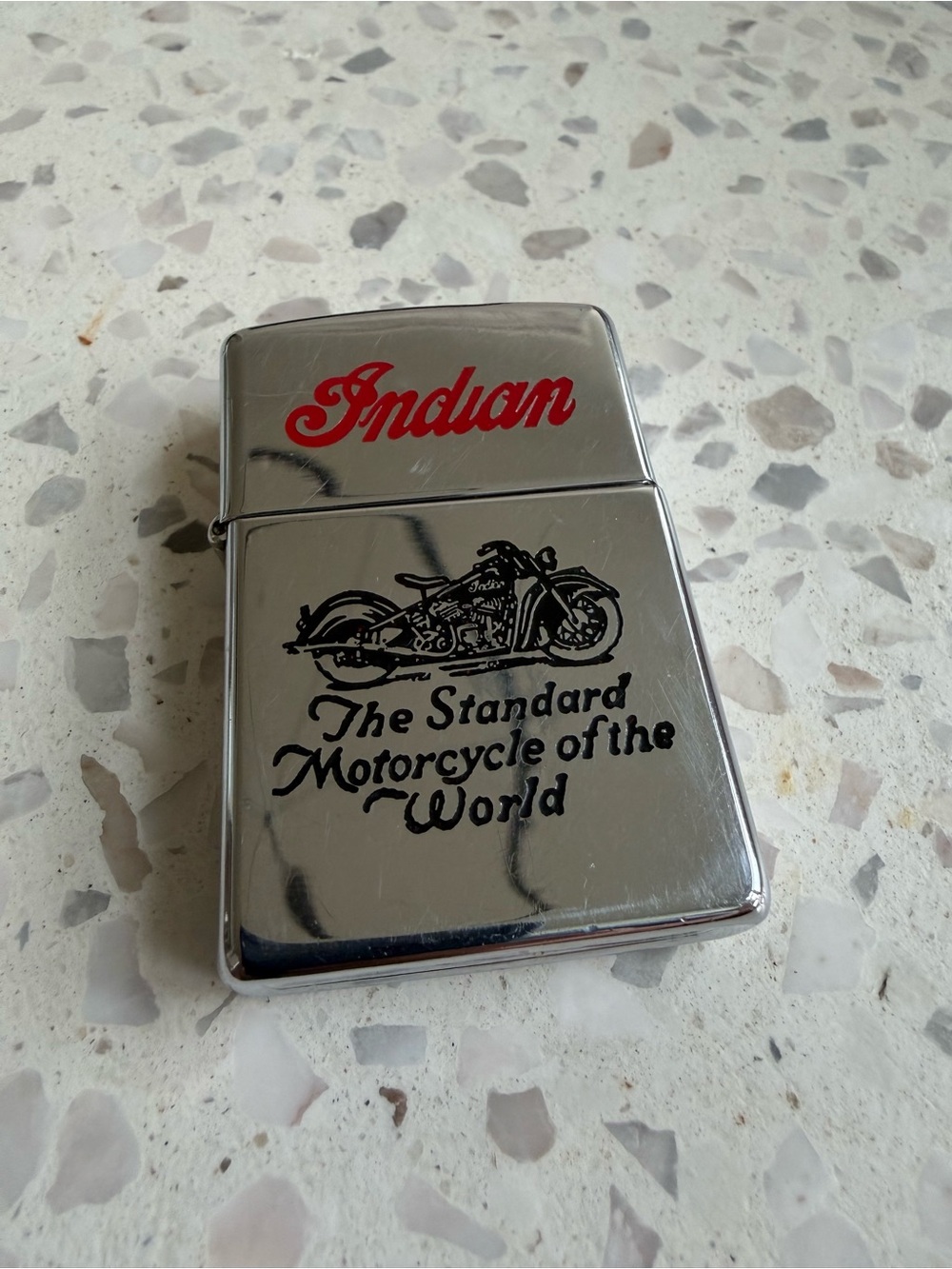 Vintage Indian Branded Silver Lighter with Red Logo